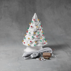 Ceramic Bisque Christmas Tree - 7 inch with base, lights and star Ceramic Bisque Christmas Tree - 7 inch with base, lights and star