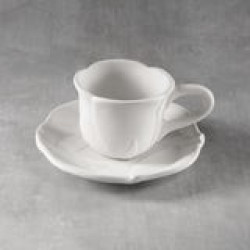 Ceramic Bisque Flower Tea Cup & Saucer