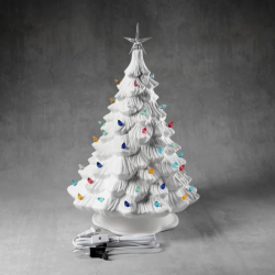Ceramic Bisque Christmas Tree - 16-inch with base, lights and star Ceramic Bisque Christmas Tree - 16-inch with base, lights and star