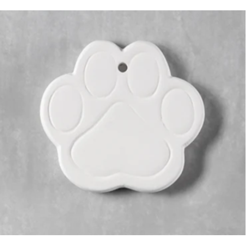 Ceramic Bisque Paw Print Ornament