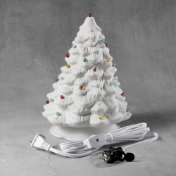 Ceramic Bisque Christmas Tree - 9-inch with base, lights and star Ceramic Bisque Christmas Tree - 9-inch with base, lights and star