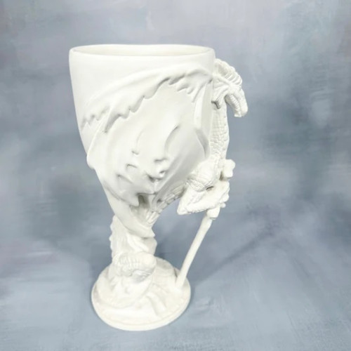 Ceramic Bisque Dragon Goblet in Ceramic Bisque Ceramic Bisque Dragon Goblet in Ceramic Bisque