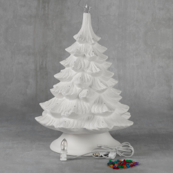Ceramic Bisque Christmas Tree - 17 inch with base, lights and star Ceramic Bisque Christmas Tree - 17 inch with base, lights and star