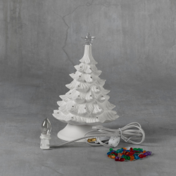 Ceramic Bisque Christmas Tree - 8 inch with base, lights and star Ceramic Bisque Christmas Tree - 8 inch with base, lights and star