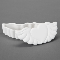 Ceramic Bisque Heart w/wings Trinket Box Ceramic Bisque Heart w/wings Trinket Box