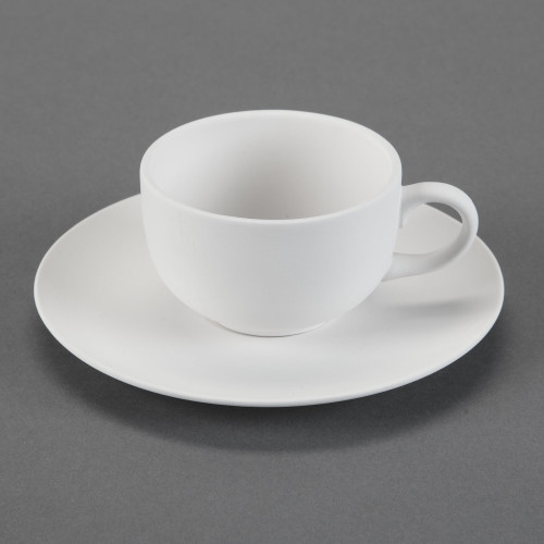 Ceramic Bisque Tea Cup & Saucer