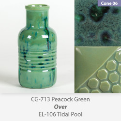 Peacock Green - CG713 over Tidal Pool EL106 Glaze Combination