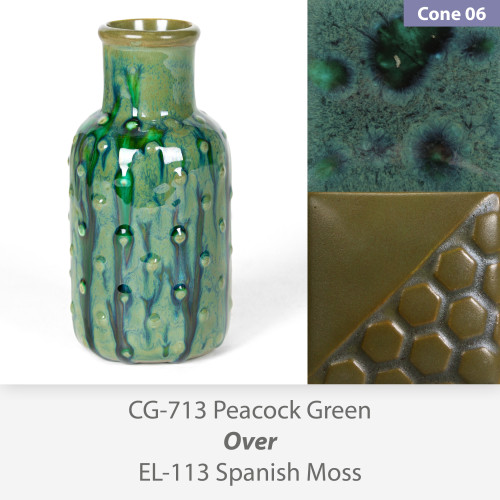 Peacock Green - CG713 over Spanish Moss EL113 Glaze Combination