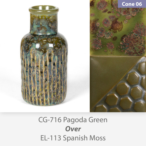 Pagoda Green - CG716 over Spanish Moss EL113 Glaze Combination