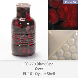 Black Opal - CG779 over Oyster Shell - EL101 Glaze Combination