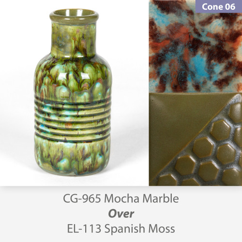 Mocha Marble - CG965 over Spanish Moss EL113 Glaze Combination