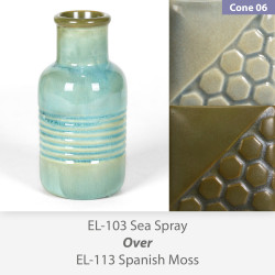 Sea Spray - EL103 over Spanish Moss EL113 Glaze Combination Sea Spray - EL103 over Spanish Moss EL113 Glaze Combination