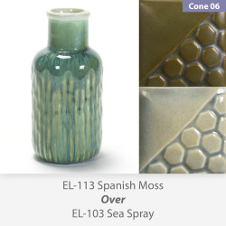 Spanish Moss EL113 over Sea Spray EL103 Glaze Combination Spanish Moss EL113 over Sea Spray EL103 Glaze Combination