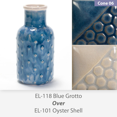 Blue Grotto EL118 over Oyster Shell EL101 Glaze Combination Blue Grotto EL118 over Oyster Shell EL101 Glaze Combination