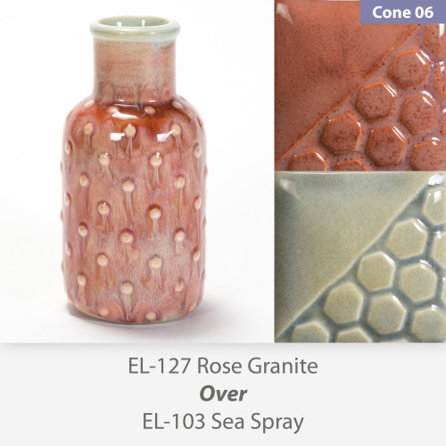 Rose Granite EL127 over Sea Spray EL103 Glaze Combination