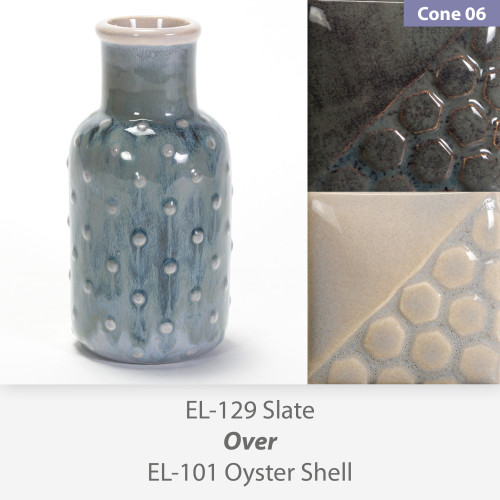 Slate EL129 over Oyster Shell EL101 Glaze Combination Slate EL129 over Oyster Shell EL101 Glaze Combination