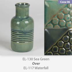 Sea Green EL130 over Waterfall EL117 Glaze Combination