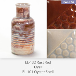 Rust Red EL132 over Oyster Shell EL101 Glaze Combination
