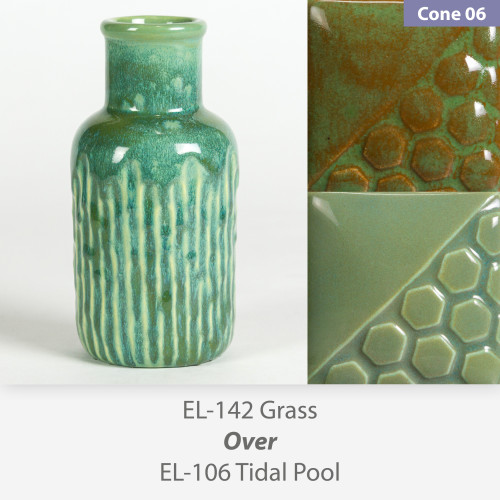 Grass EL142 over Tidal Pool EL106 Glaze Combination Grass EL142 over Tidal Pool EL106 Glaze Combination