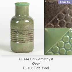 Dark Amethyst EL144 over Tidal Pool EL106 Glaze Combination