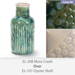 Moss Creek EL208 over Oyster Shell EL101 Glaze Combination Moss Creek EL208 over Oyster Shell EL101 Glaze Combination