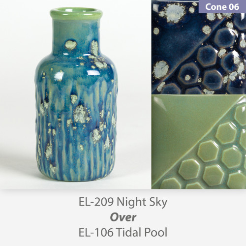Night Sky EL209 over Tidal Pool EL106 Glaze Combination