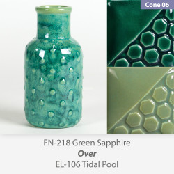 Green Sapphire FN218 over Tidal Pool EL106 Glaze Combination Green Sapphire FN218 over Tidal Pool EL106 Glaze Combination