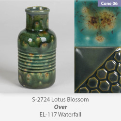 Lotus Bloom - S2724 over Waterfall - EL117 Glaze Combination