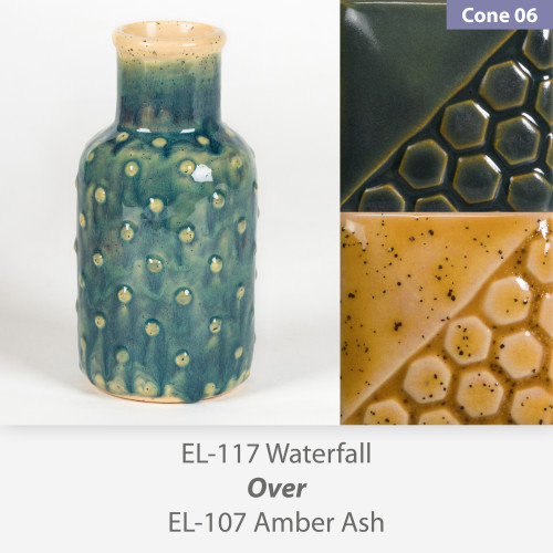 Waterfall EL117 over Amber Ash EL107 Glaze Combination