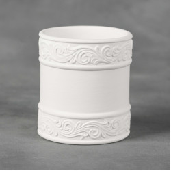 Ceramic Bisque Flourish Container Ceramic Bisque Flourish Container