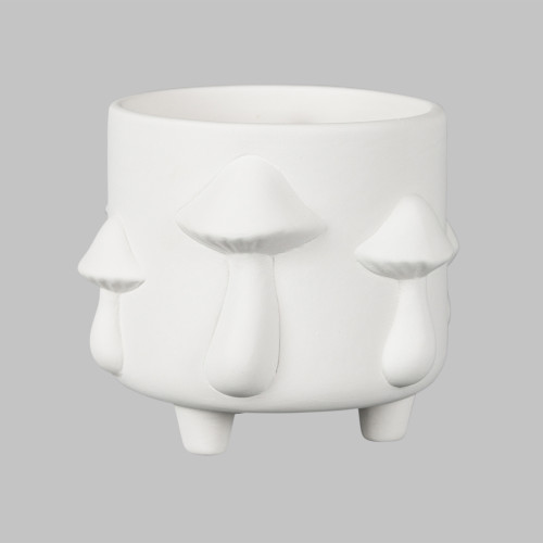 Ceramic Bisque Mushroom Footed Container