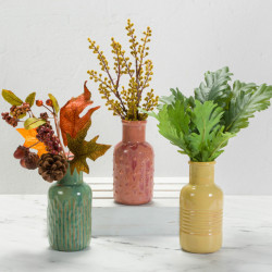 Ceramic Bisque Textured Bud Vases (asst of 3) - Set Ceramic Bisque Textured Bud Vases (asst of 3) - Set