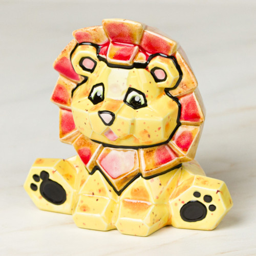 Ceramic Bisque Lion Facet-ini Ceramic Bisque Lion Facet-ini