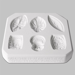 Mask and Shield African Theme Sprig Mold - 6 designs Mask and Shield African Theme Sprig Mold - 6 designs