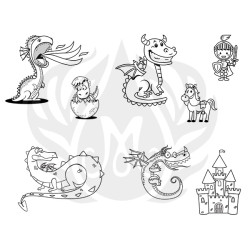 Cute Dragons Designer Silk Screen Cute Dragons Designer Silk Screen
