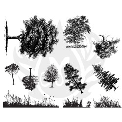Botanical - Trees and Grass Silk Screen Botanical - Trees and Grass Silk Screen